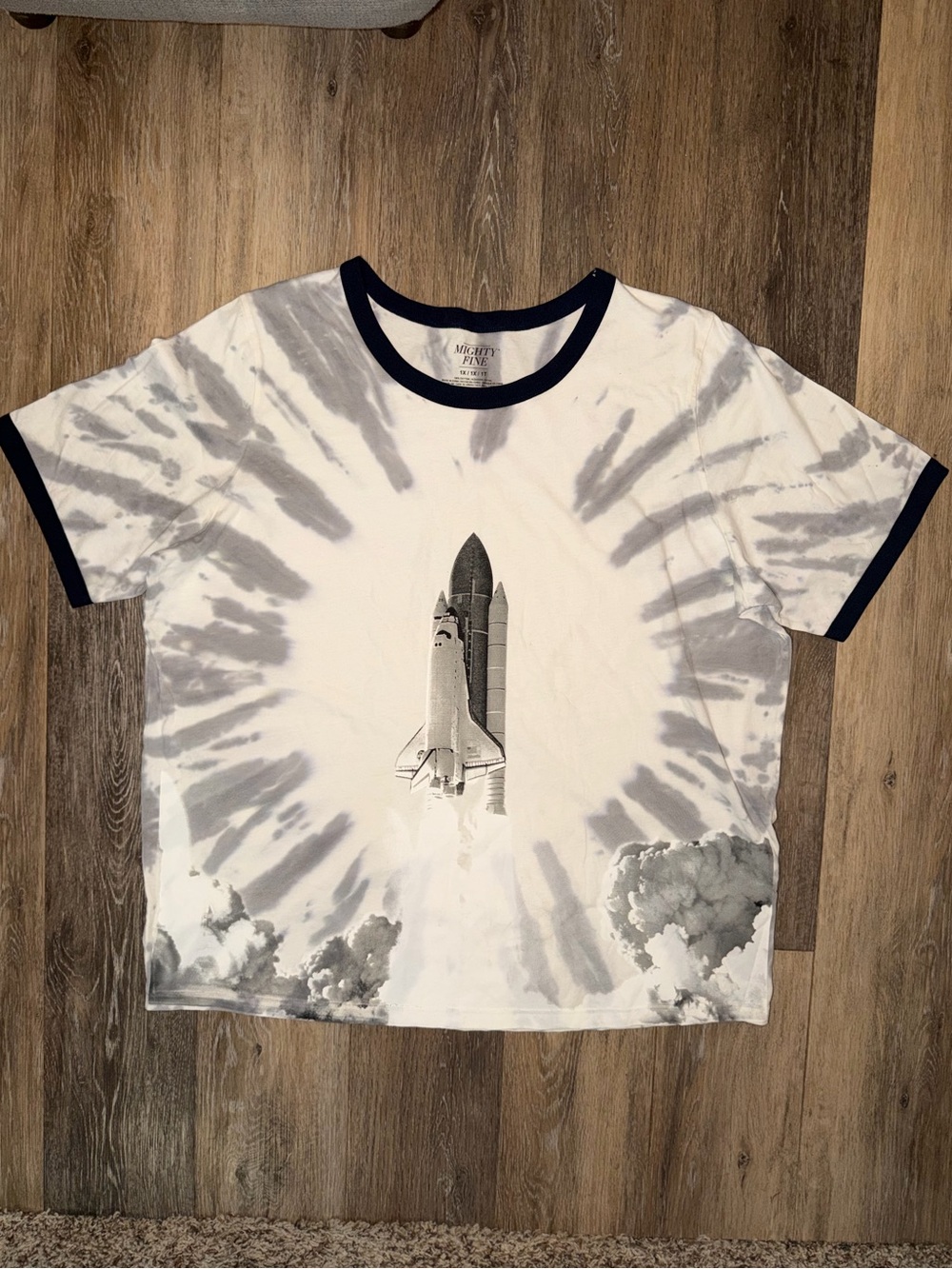 NWOT Mighty Fine Women’s NASA Space Shuttle Tie-Dye Ringer Tee